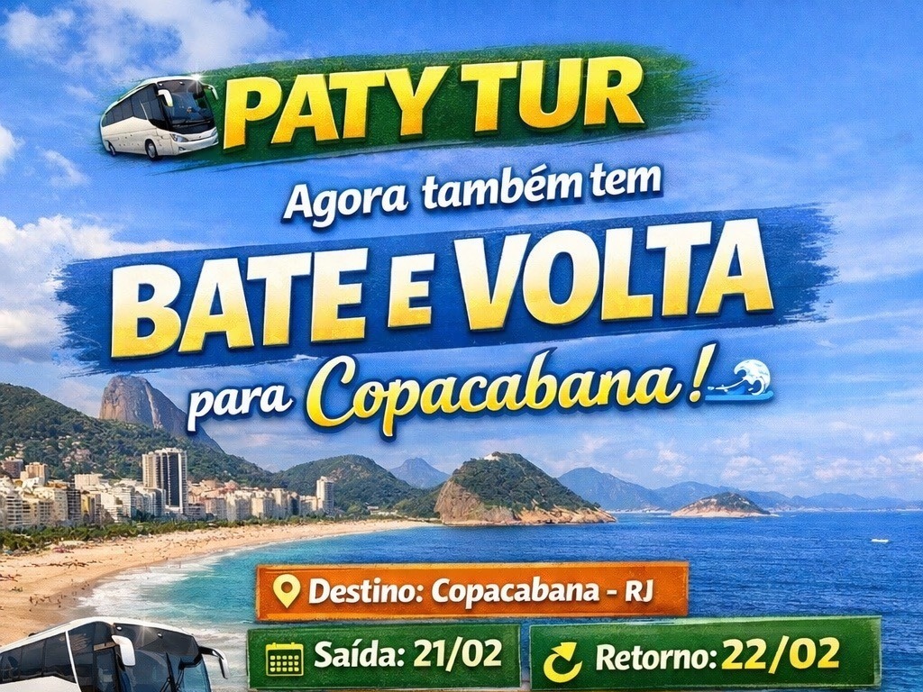 Bate volta Copacabana 21 a 22 de fevereiro 2026